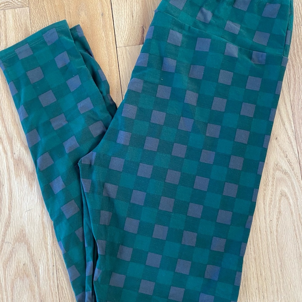LuLaRoe TC Forest Green Checkeref Leggings